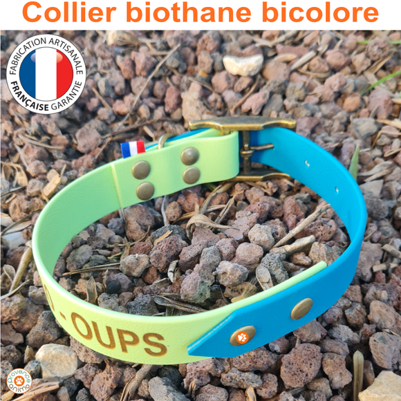 Collier BIOTHANE bicolore - personnalisable - fabrication artisanale