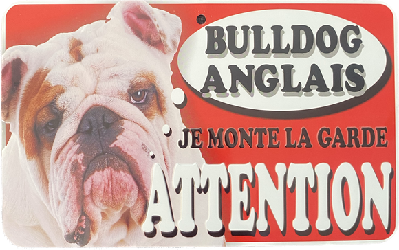 Plaque en métal Bulldog Anglais