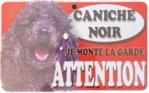 Plaque en métal Caniche Noir