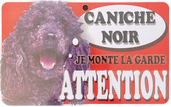 Plaque en métal Caniche Noir