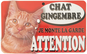 Plaque en métal Chat Gingembre