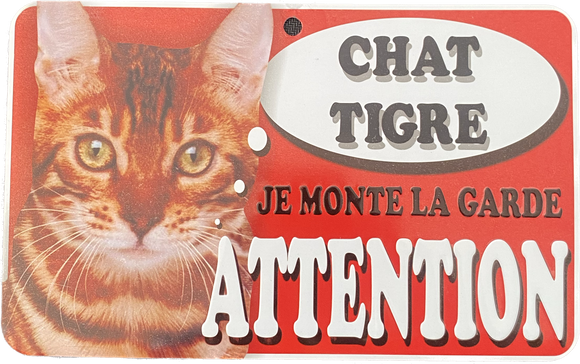 Plaque en métal Chat Tigre