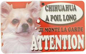 Plaque en métal Chihuahua A Poil Long