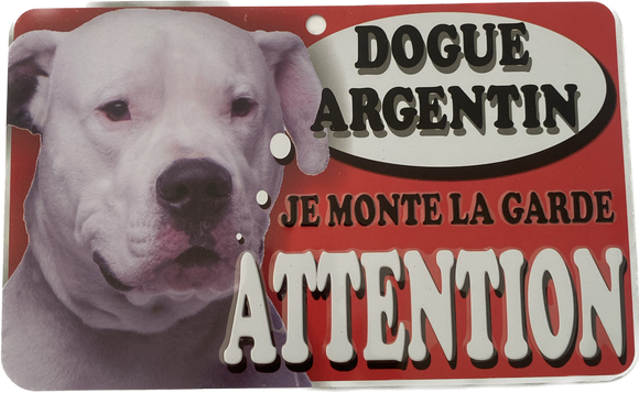 Plaque en métal Dogue Argentin