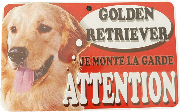 Plaque en métal Golden Retriever