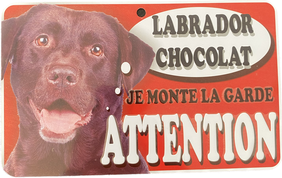 Plaque en métal Labrador Chocolat