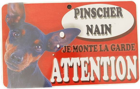 Plaque en métal Pinscher Nain