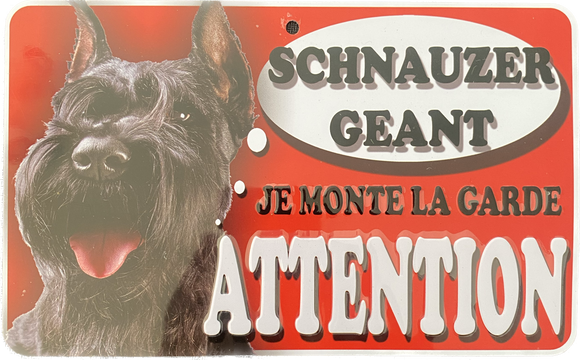 Plaque en métal Schnauzer Geant