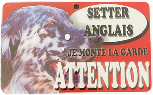Plaque en métal Setter Anglais