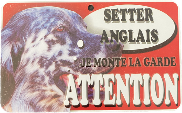 Plaque en métal Setter Anglais