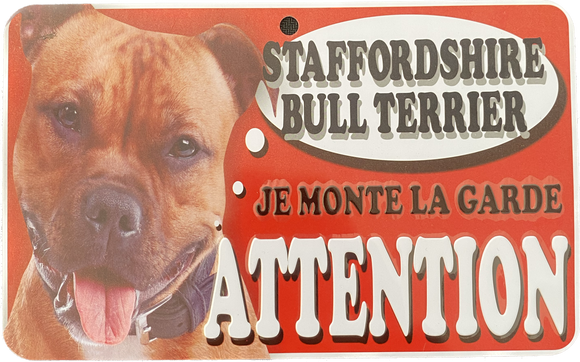 Plaque en métal Staffordshire Bull Terrier