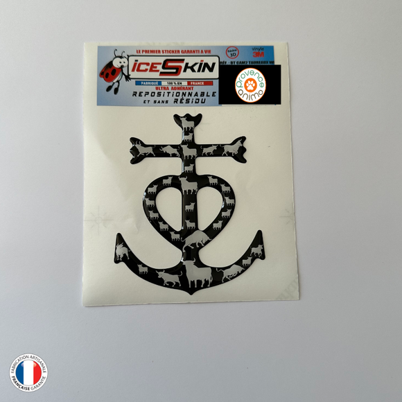 Sticker repositionnable - Croix de Camargue taureaux 1