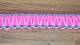 Collier chien BIOTHANE ROSE tressé Paracord Gris/Rose