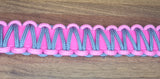Collier chien BIOTHANE ROSE tressé Paracord Gris/Rose