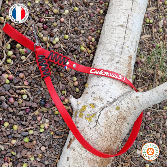 Laisse BIOTHANE tressé PARACORD 1m - avec impression NOM du chien - A créer soi-même !