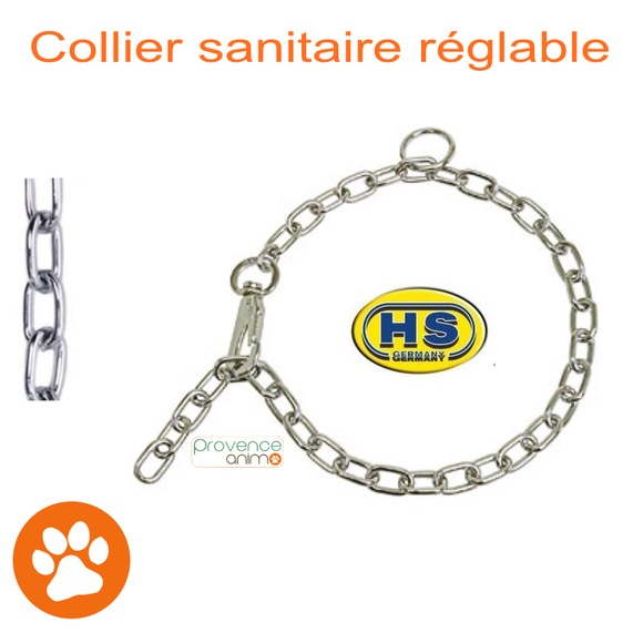 Collier sanitaire, moyen, spécial chiot, réglable, acier chromé