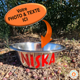 Gamelle inox  -  A personnaliser au nom du chien