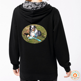 Sweat capuche contrastée avec photo et texte au choix- A personnaliser