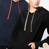 Sweat capuche contrastée avec photo et texte au choix- A personnaliser